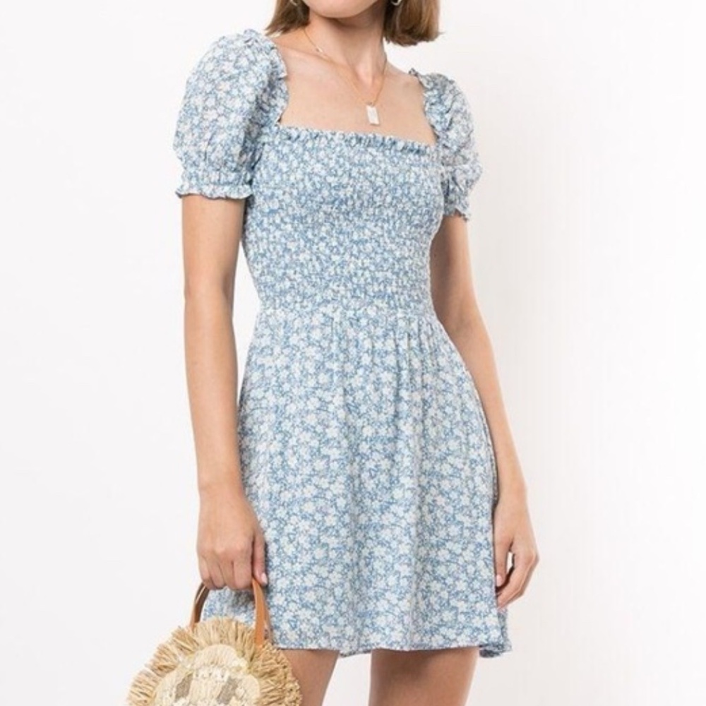 Reformation orangerie blue mini dress